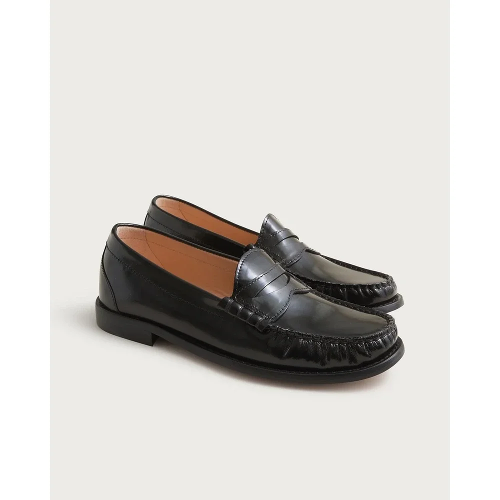 J. Crew Black Winona penny loafers in Italian spazzolato leather 8.5